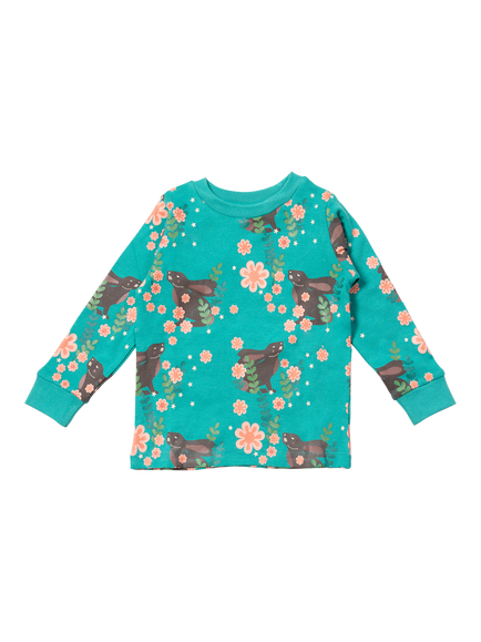 Little Green Radicals Kids' Organic Cotton Rabbit Pyjamas - view 2, Green