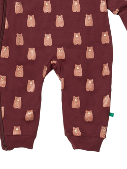 Little Green Radicals Baby Organic Cotton Bear Snug Suit - view 2, Brown/Multi