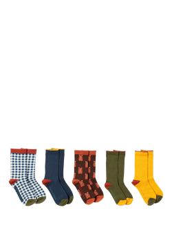 Little Green Radicals Kids' Teddy Bear Ankle Socks, Pack of 5, Multi, Multi