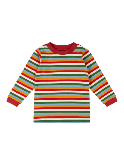 Little Green Radicals Kids' Autumn Cotton Blend Stripe Rainbow T-Shirt, Multi