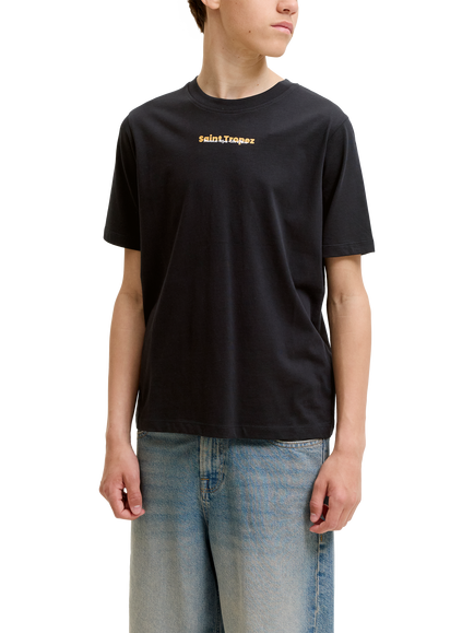Jack & Jones Kids' Saint Tropez Graphic Cotton T-Shirt, Black, Black