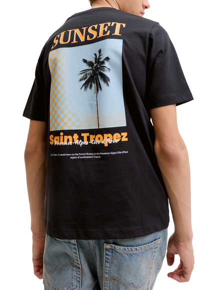 Jack & Jones Kids' Saint Tropez Graphic Cotton T-Shirt, Black - view 2, Black