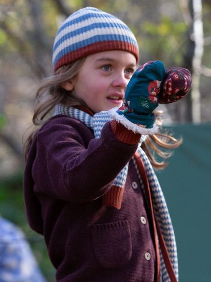 Little Green Radicals Kids' Fox Mittens, Blue - view 2, Blue
