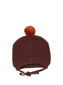 Little Green Radicals Kids' Cotton Pom Pom Hat, Chocolate