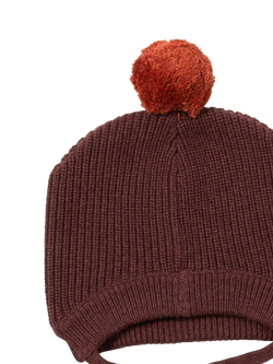 Little Green Radicals Kids' Cotton Pom Pom Hat - view 2, Chocolate