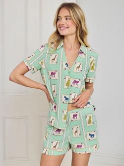 Chelsea Peers Playing Cards Button Down Short Pyjama Set, Green, Green