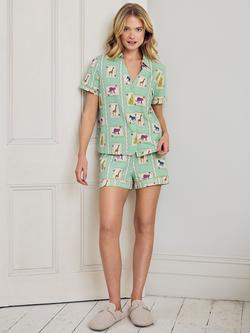 Chelsea Peers Playing Cards Button Down Short Pyjama Set, Green - view 2, Green