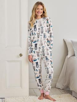 Chelsea Peers Bark Court Long Pyjama Set, Off White, Off White