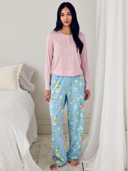 Chelsea Peers Tennis Cocktails Pointelle Long Pyjama Set, Blue, Blue