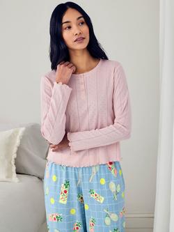 Chelsea Peers Tennis Cocktails Pointelle Long Pyjama Set, Blue - view 2, Blue