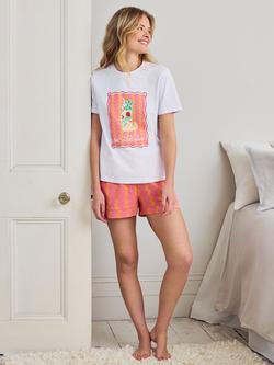 Chelsea Peers Wiggle Stripe Jersey Short Pyjama Set, Pink/Orange - view 2, Pink/Orange