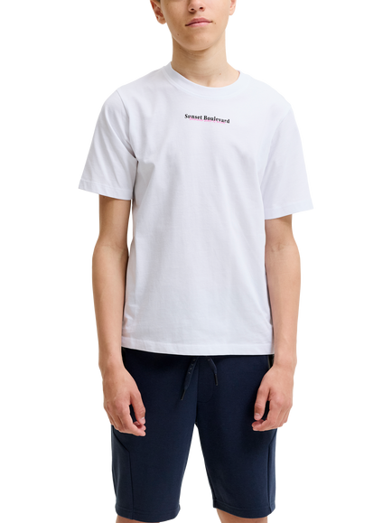 Jack & Jones Kids' Los Angeles Graphic Cotton T-Shirt, Bright White, Bright White
