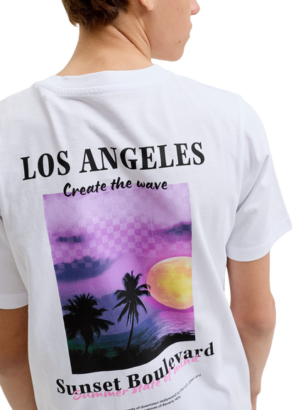 Jack & Jones Kids' Los Angeles Graphic Cotton T-Shirt, Bright White - view 2, Bright White