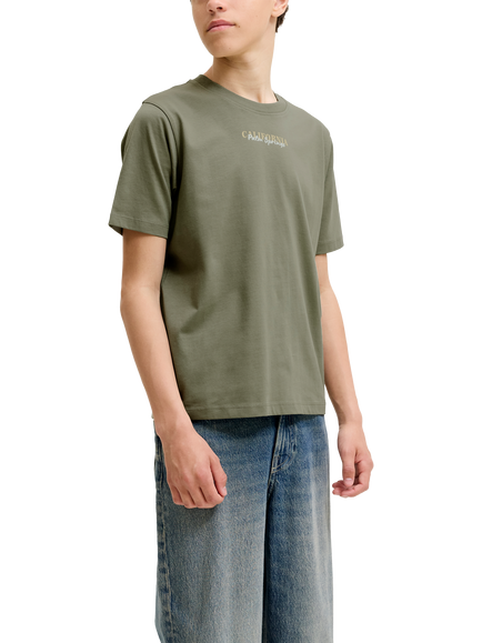Jack & Jones Kids' Palm Springs Graphic Cotton T-Shirt, Vetiver, Vetiver