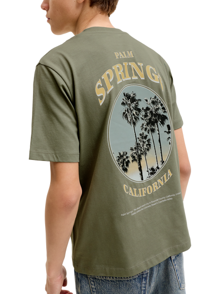 Jack & Jones Kids' Palm Springs Graphic Cotton T-Shirt, Vetiver - view 2, Vetiver