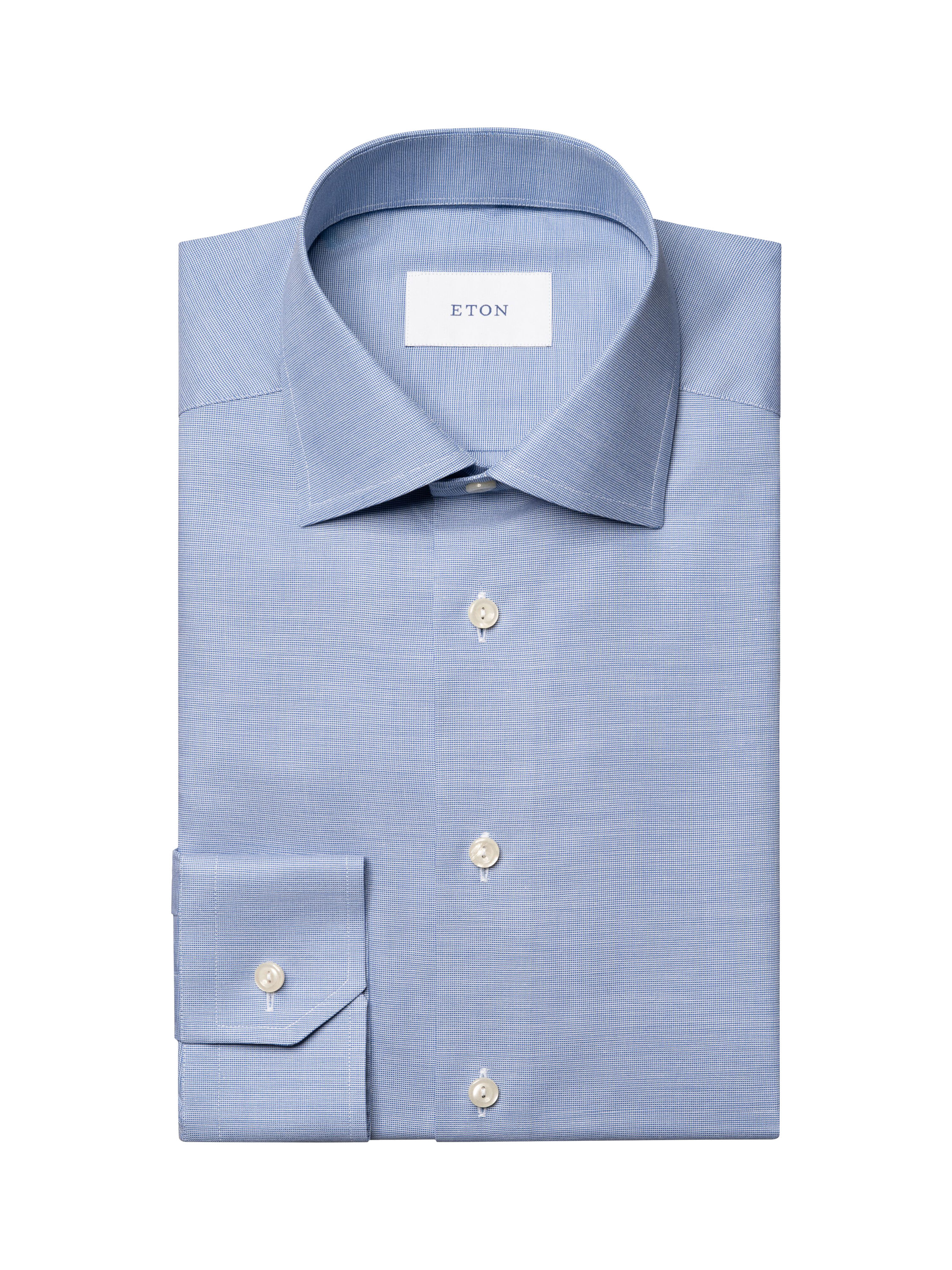 Product image 4 of 4, which shows Eton Cotton Regular Fit Oxford Shirt, Mid Blue, 14.5
