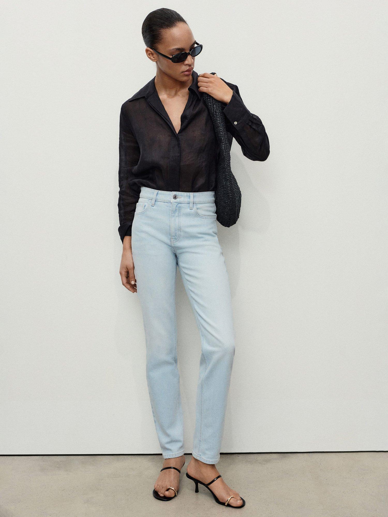 Product image 1 of 7, which shows Mango Newmom High Rise Jeans, Light Blue, 10