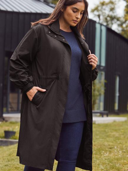 Live Unlimited Curve Shower Resistant Longline Raincoat, Black - view 2, Black