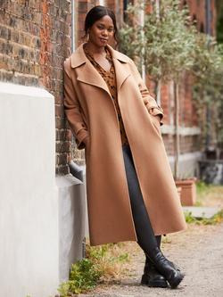 Live Unlimited Curve Belted Wool Blend Coat, Camel, Camel