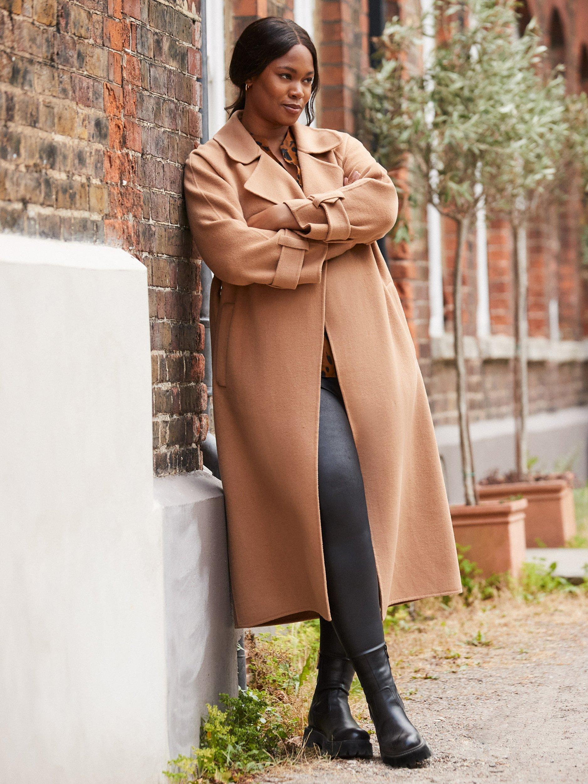 Product image 3 of 5, which shows Live Unlimited Curve Belted Wool Blend Coat, Camel, 16