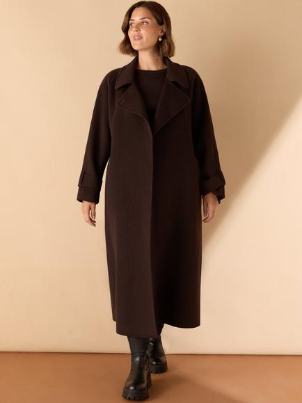 Live Unlimited Curve Belted Wool Blend Coat, Brown - view 2, Brown