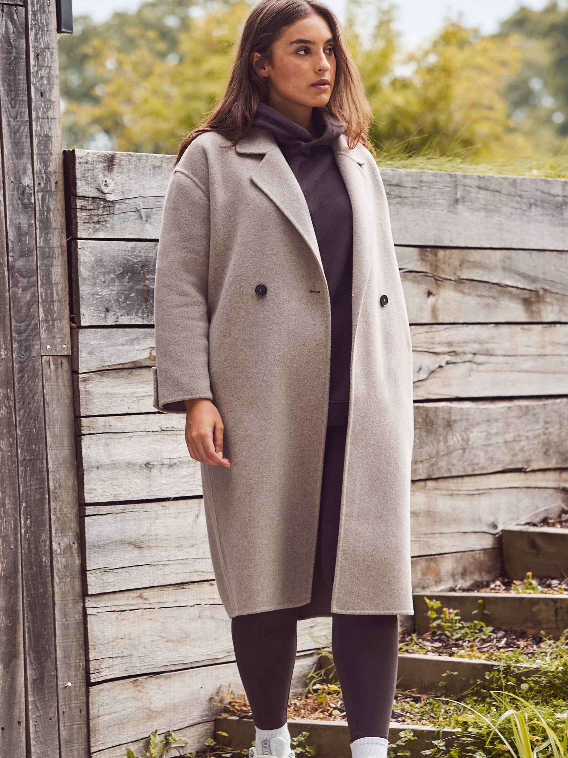 Product image 3 of 5, which shows Live Unlimited Curve Double Faced Wool Blend Coat, Oatmeal, 12