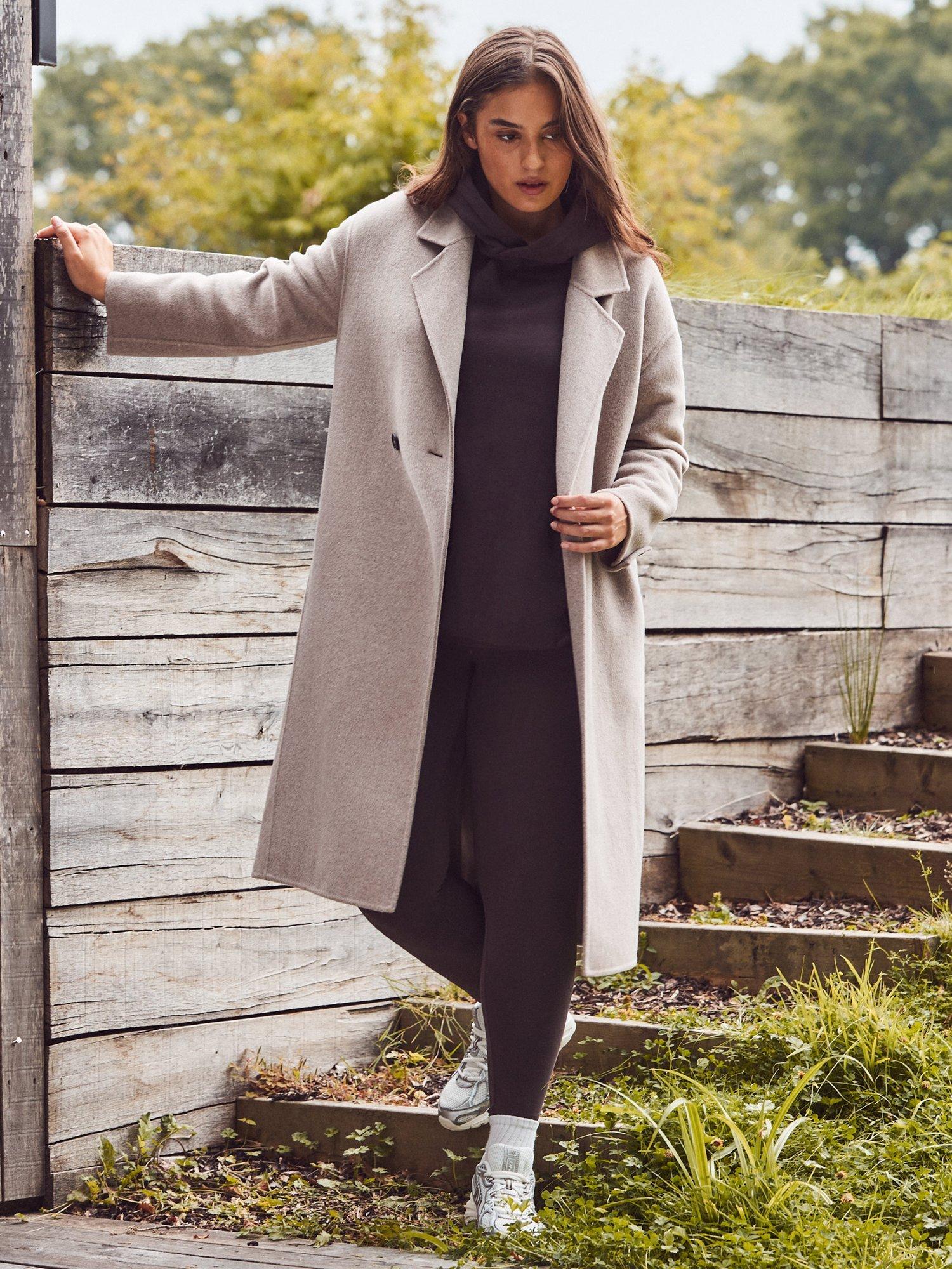 Product image 5 of 5, which shows Live Unlimited Curve Double Faced Wool Blend Coat, Oatmeal, 12