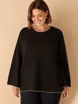 Live Unlimited Curve Contrast Stitch Jumper, Black, Black