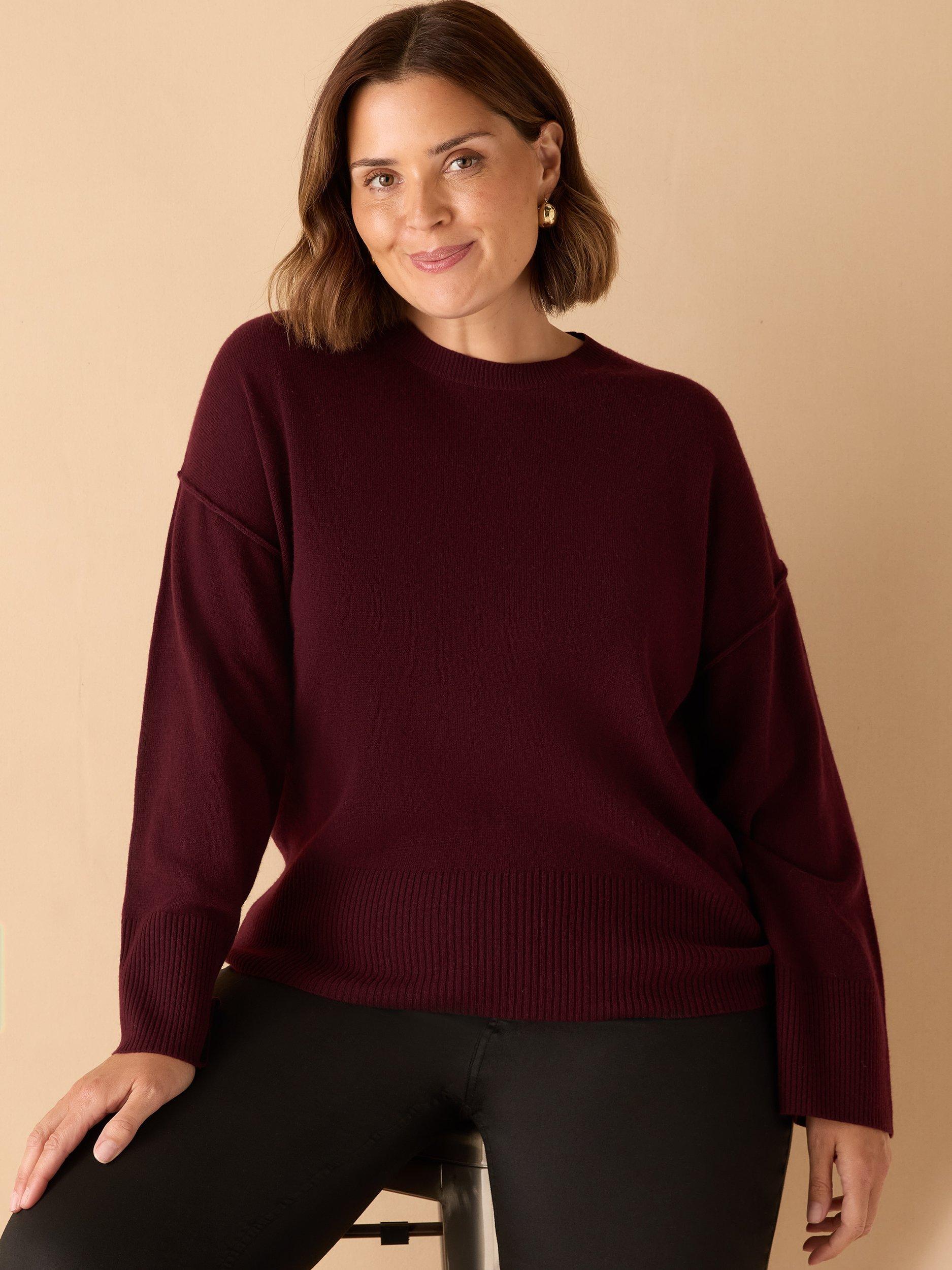Product image 2 of 4, which shows Live Unlimited Curve Crew Neck Wool Blend Jumper, Red, 22