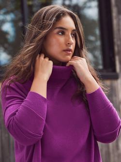Live Unlimited Curve Side Split Roll Neck Jumper, Purple - view 2, Purple