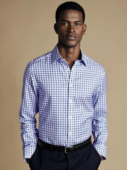 Charles Tyrwhitt Regular Fit Check Cotton Shirt, Royal Blue, Royal Blue