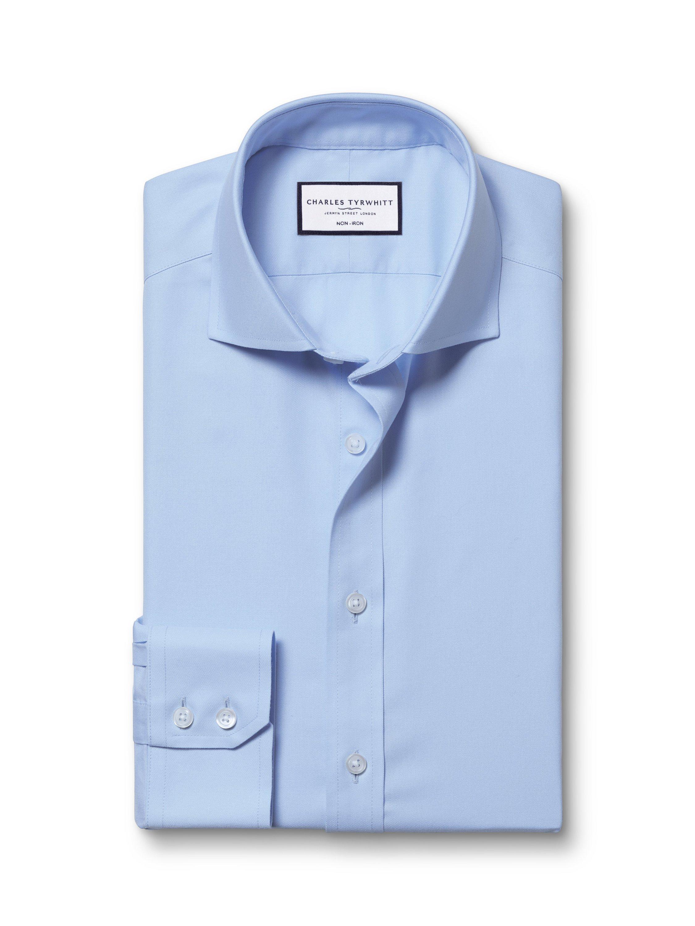 Product image 4 of 5, which shows Charles Tyrwhitt Regular Fit Cotton Shirt, Sky Blue, 15.5/35