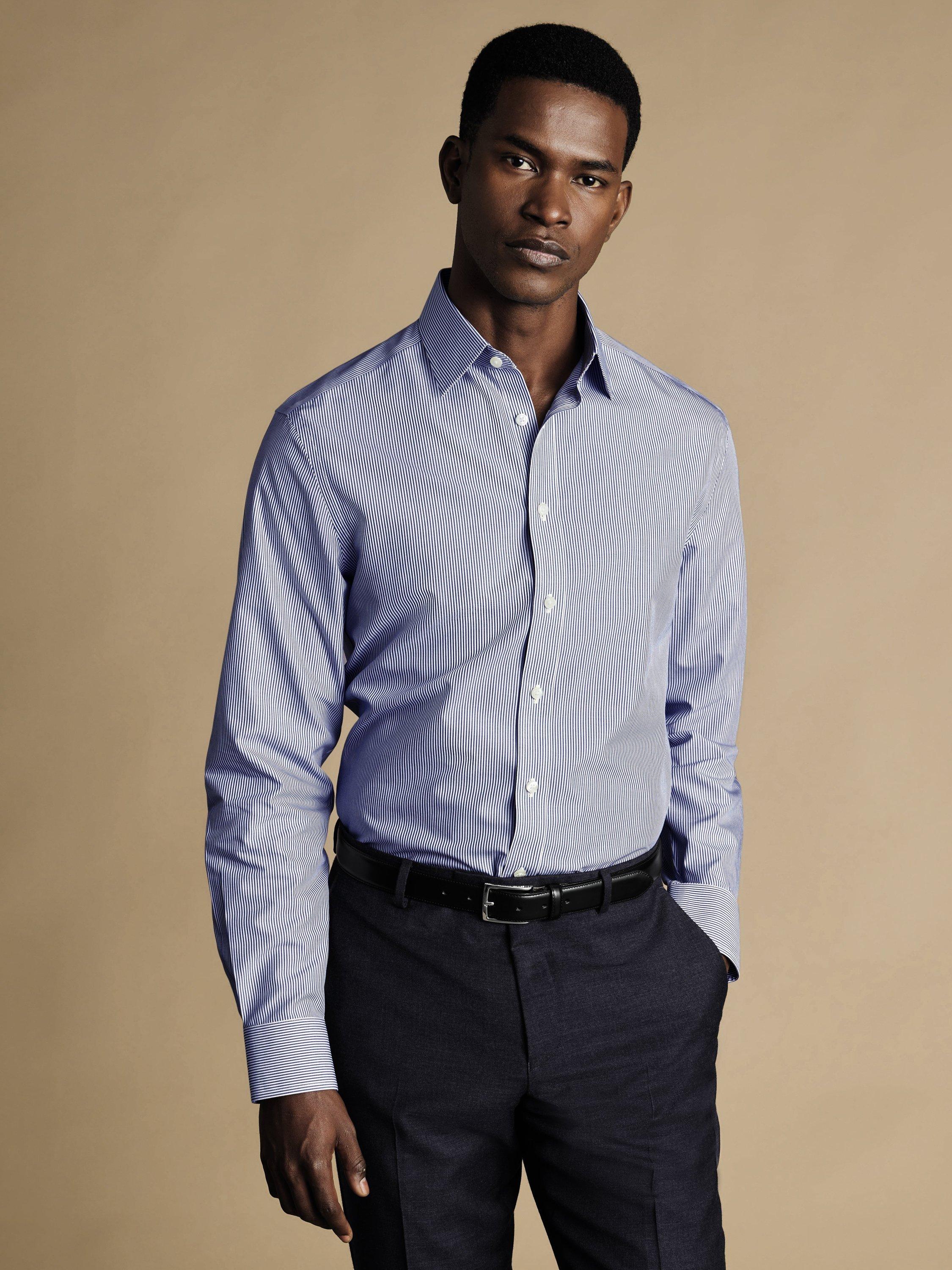 Charles Tyrwhitt Slim Fit Stripe Cotton Shirt, Navy