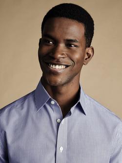 Charles Tyrwhitt Slim Fit Stripe Cotton Shirt - view 2, Navy