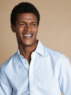 Charles Tyrhwitt Slim Fit Stripe Cotton Shirt - view 2, Sky Blue