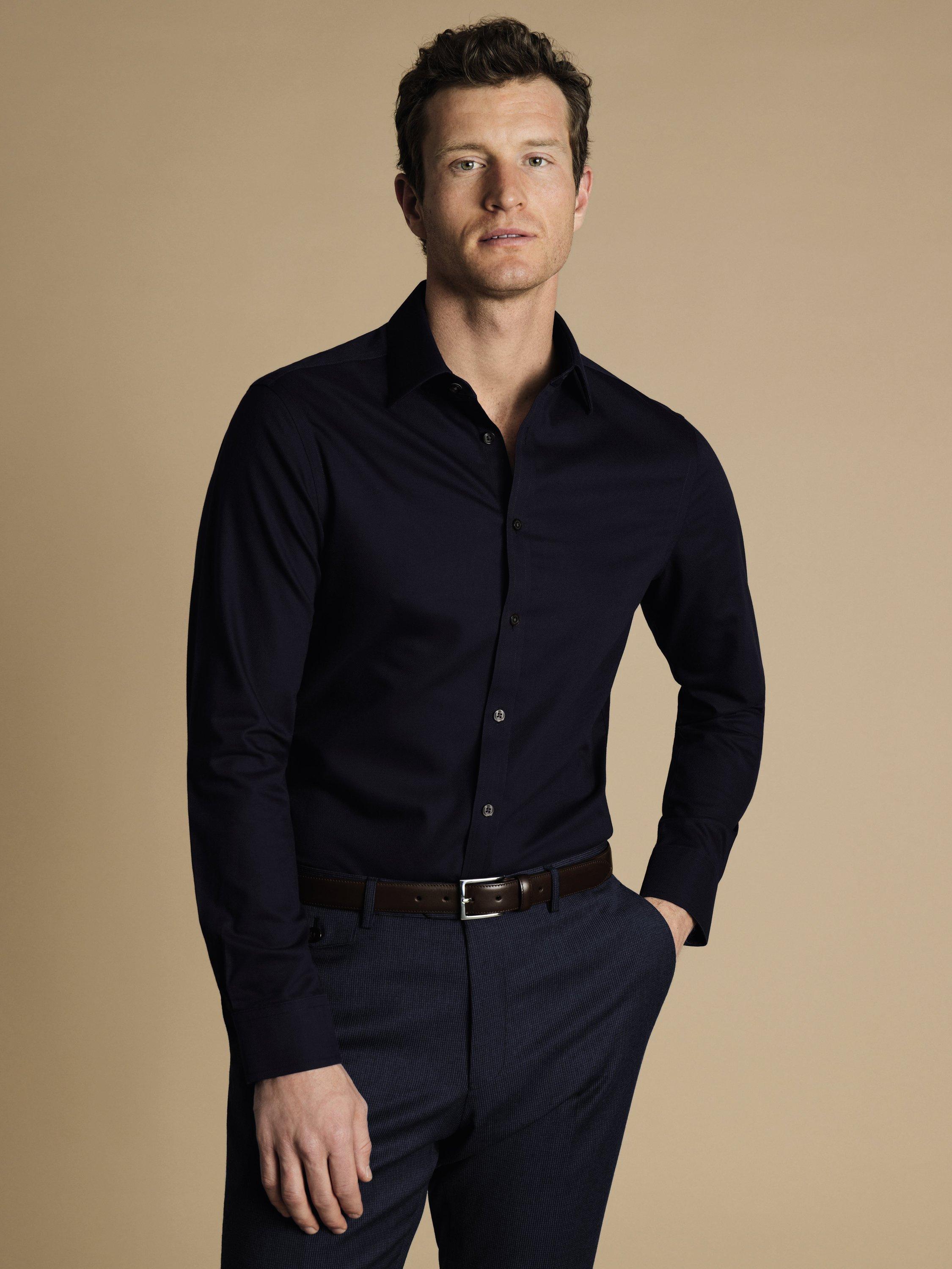 Product image 1 of 6, which shows Charles Tyrwhitt Slim Fit Cotton Shirt, Navy, 16/35