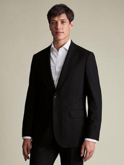 Charles Tyrwhitt Regular Fit Single Breasted Wool Blazer, Black