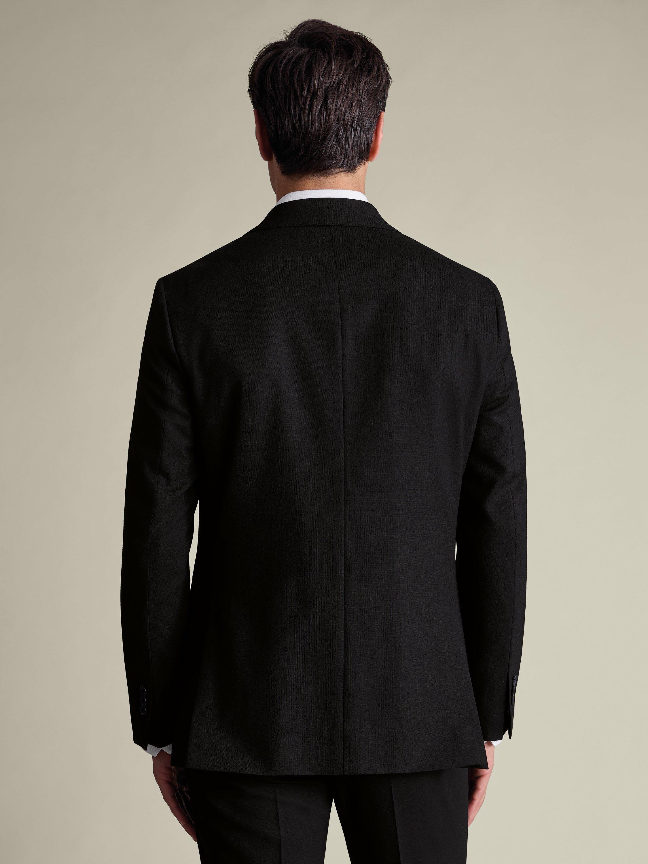Product image 3 of 5, which shows Charles Tyrwhitt Regular Fit Single Breasted Wool Blazer, Black, 36R