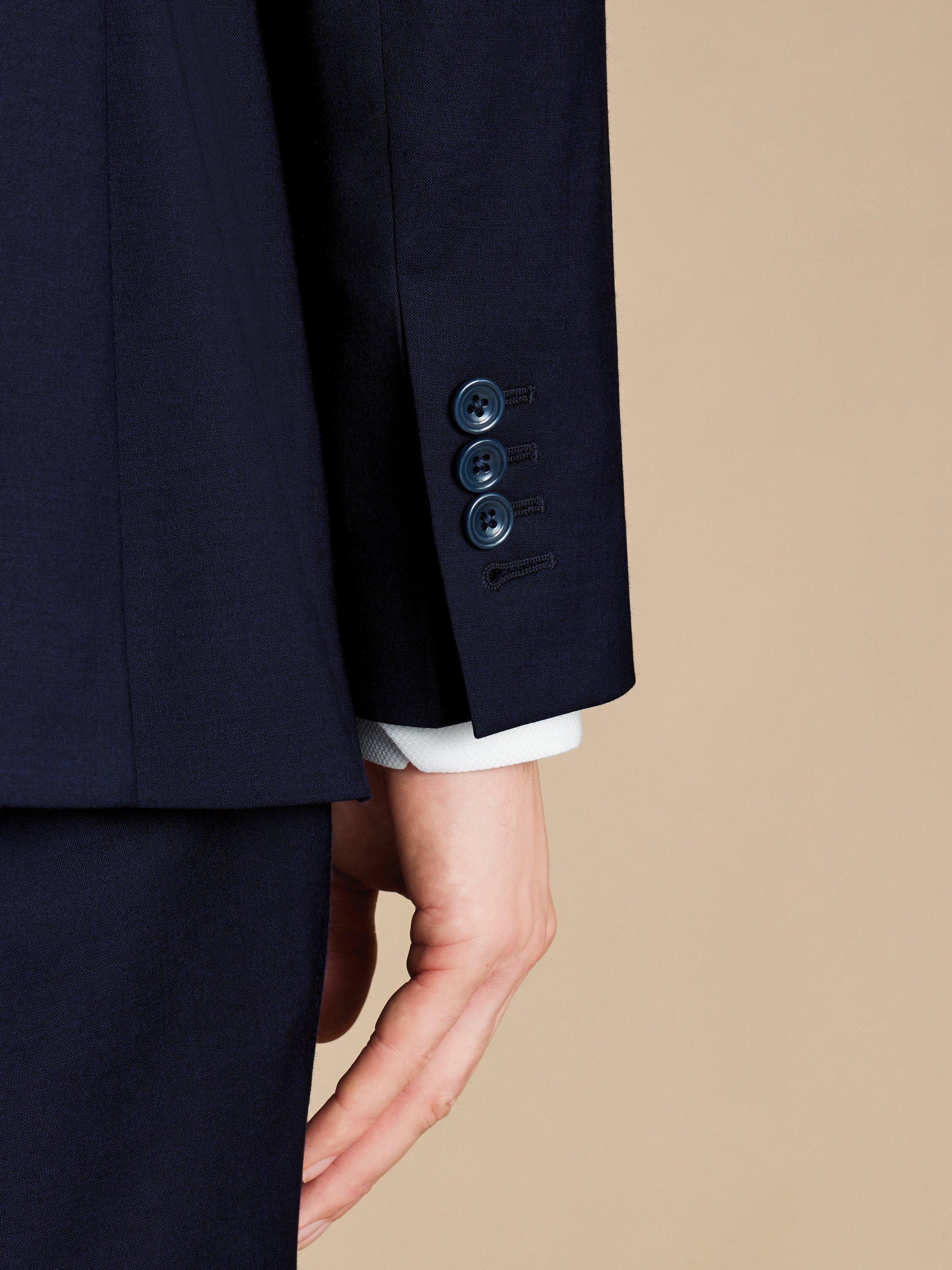 Product image 2 of 3, which shows Charles Tyrwhitt Regular Fit Double Breasted Wool Blend Blazer, Dark Navy, 36R