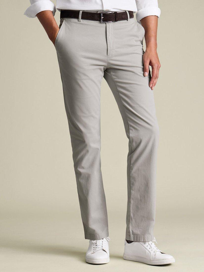 Product image 1 of 5, which shows Charles Tyrwhitt Slim Fit Cotton Blend Trousers, Silver Grey, 30S