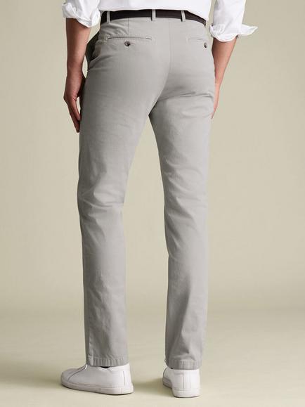 Charles Tyrwhitt Slim Fit Cotton Blend Trousers - view 2, Silver Grey