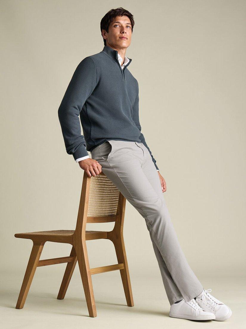 Product image 4 of 5, which shows Charles Tyrwhitt Slim Fit Cotton Blend Trousers, Silver Grey, 30S