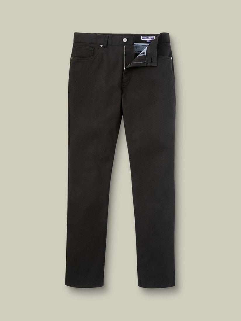 Product image 5 of 5, which shows Charles Tyrwhitt Regular Fit Cotton Blend Jeans, Black, 30S