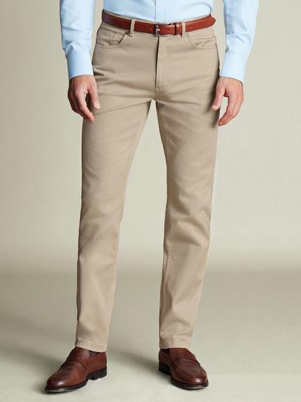 Charles Tyrwhitt Slim Fit Cotton Blend 5 Pocket Jeans, Stone