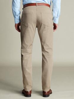 Charles Tyrwhitt Slim Fit Cotton Blend 5 Pocket Jeans - view 2, Stone