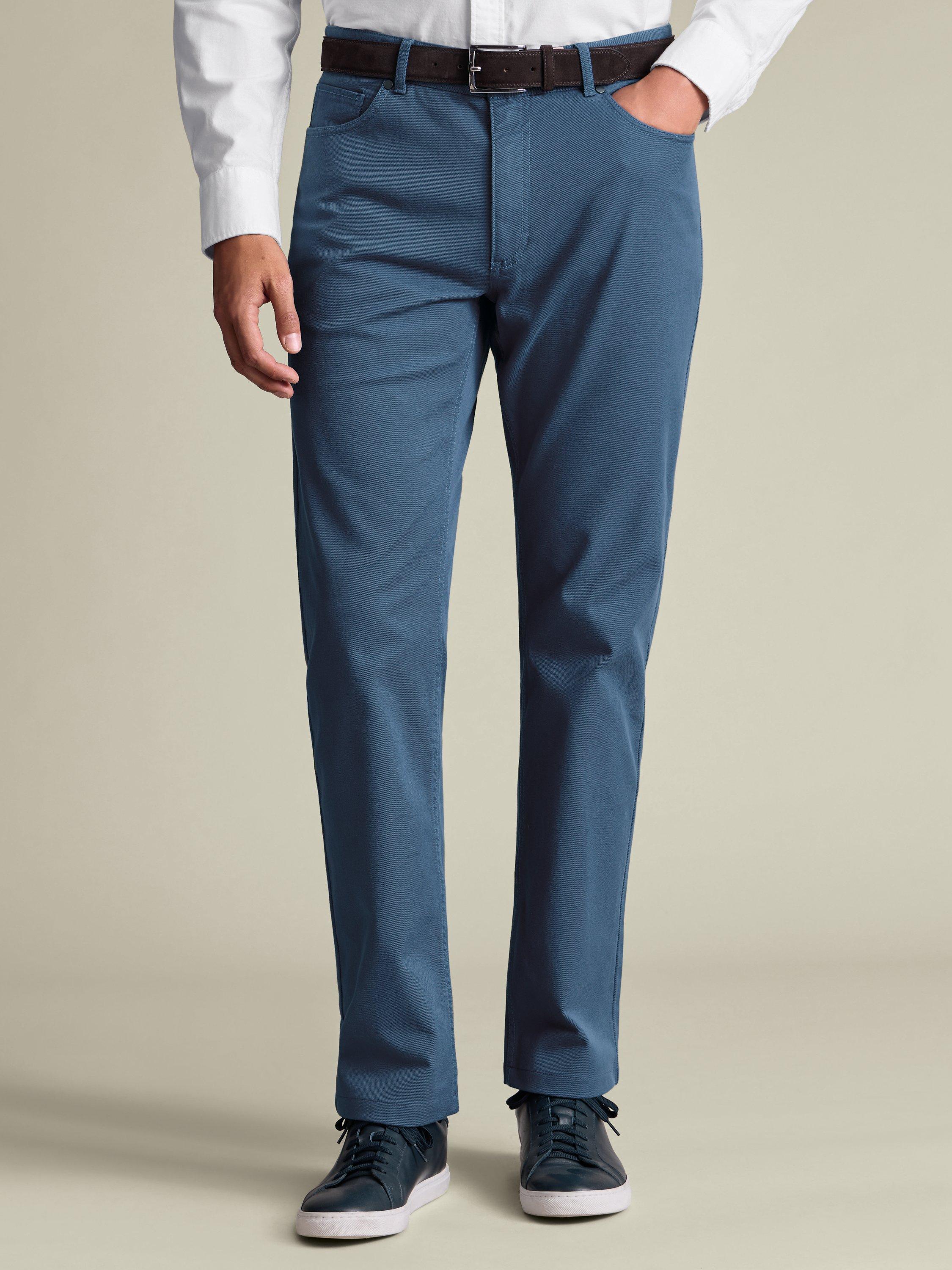Product image 1 of 5, which shows Charles Tyrwhitt Slim Fit Cotton Jeans, Denim Blue, 30S