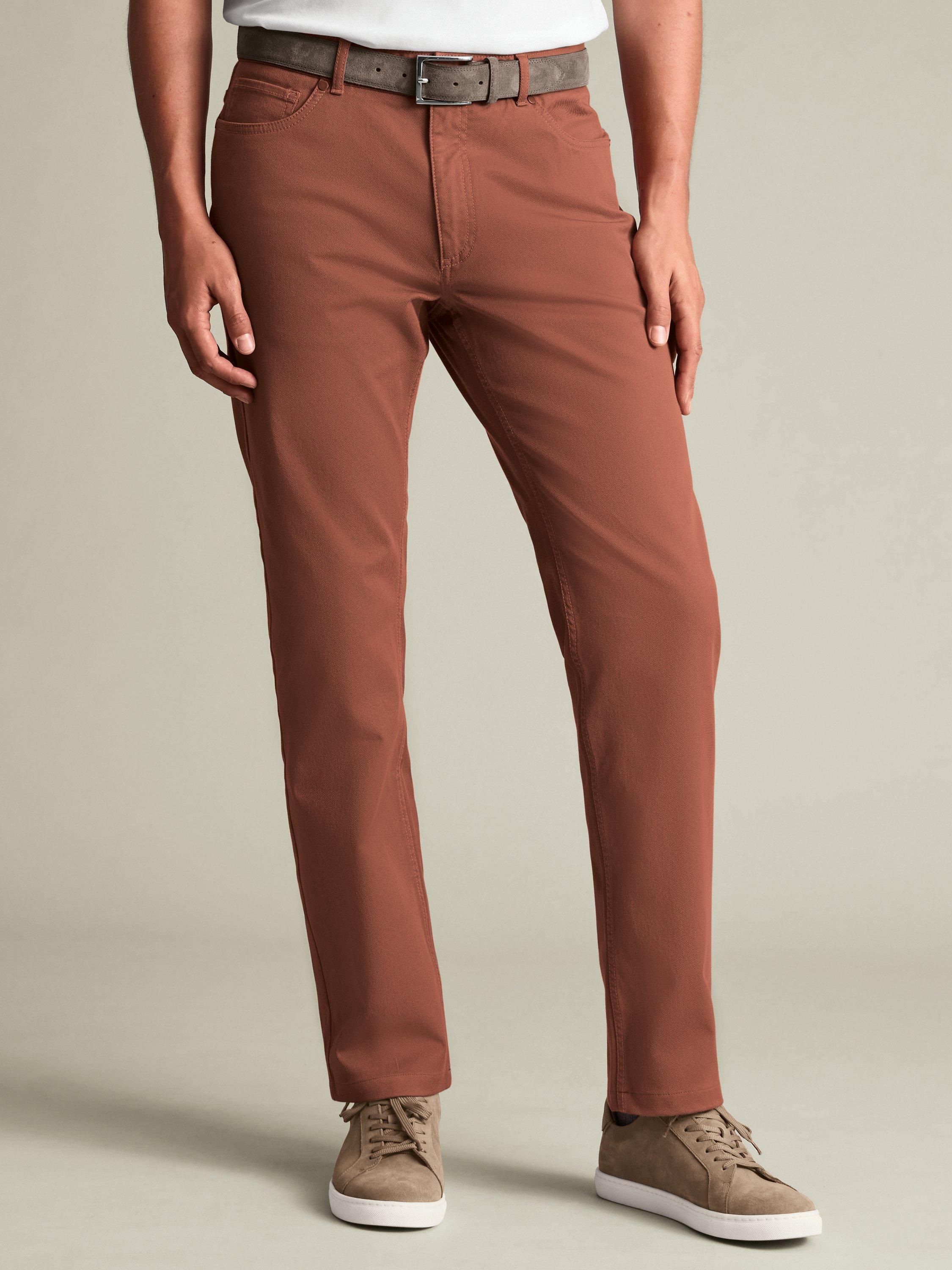 Product image 1 of 5, which shows Charles Tyrwhitt Slim Fit Cotton Jeans, Rust, 30S