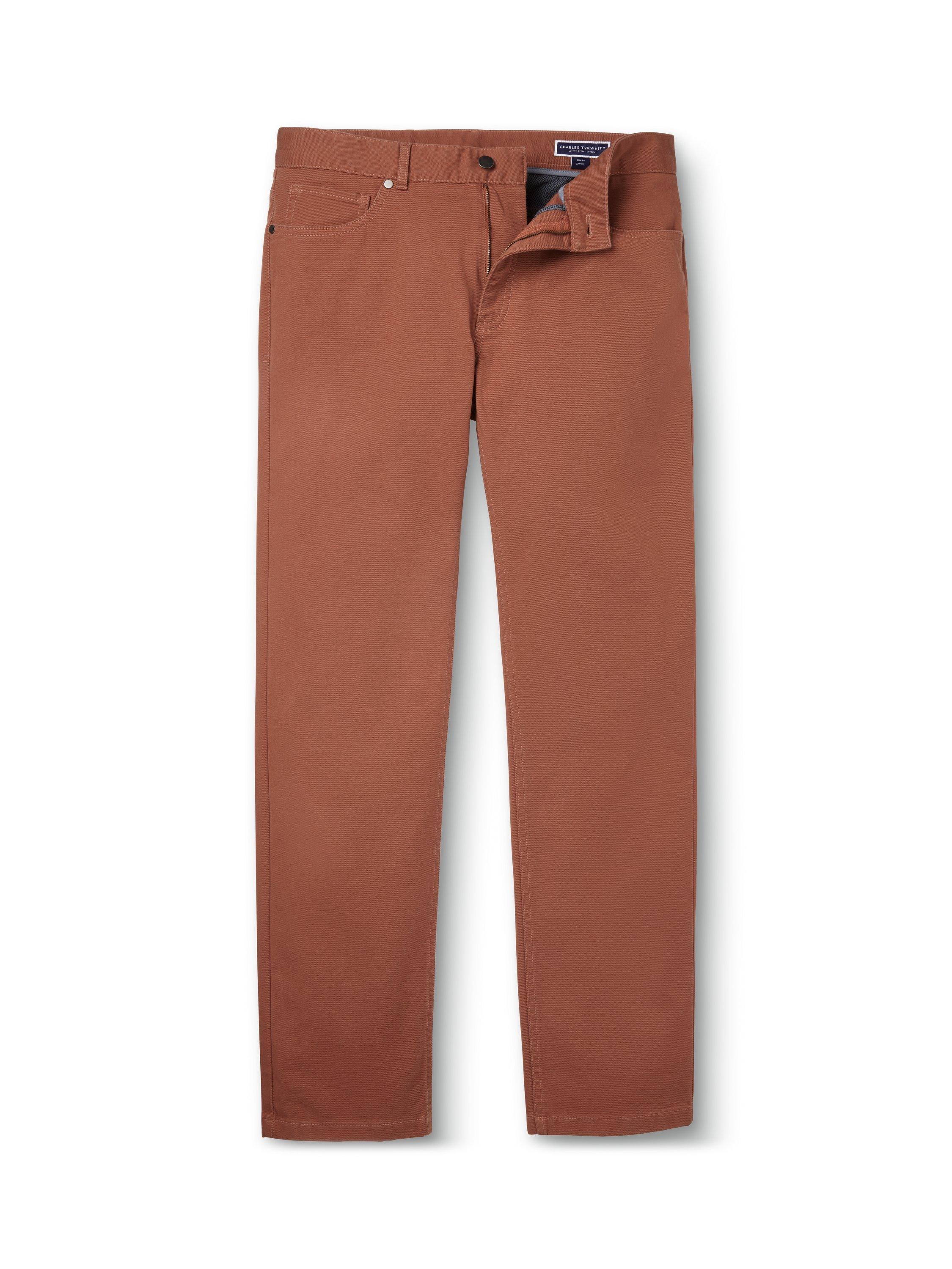 Product image 5 of 5, which shows Charles Tyrwhitt Slim Fit Cotton Jeans, Rust, 30S