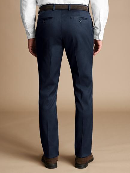 Charles Tyrwhitt Slim Fit Smart Texture Trousers, Denim Blue - view 2, Denim Blue