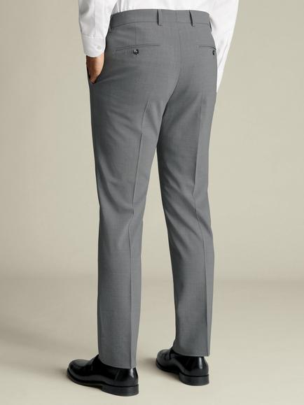 Charles Tyrwhitt Slim Fit Wool Blend Trousers - view 2, Grey